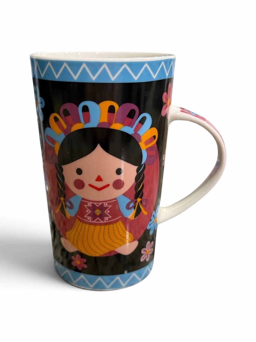Mexico Colorful Folk Art Ceramic Mug Souvenir Coffee Cup Collectible